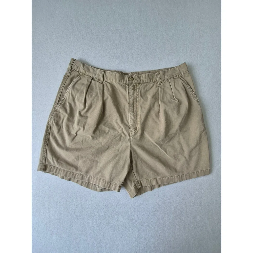 Banana Republic Hiking Shorts Mens 40 Khaki Tan Cotton Pleated Chino Walking 5in